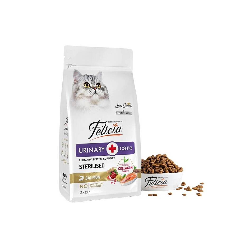 Felicia Hipoalerjenik Üriner Sağlığı İçin Somonlu Düşük Tahıllı Kısırlaştırılmış Kedi Maması 2kg - 1