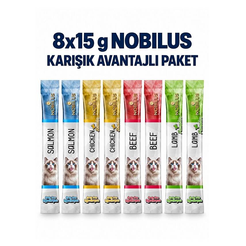 Nobilus Karışık Avantajlı Kedi Ödül Paketi 8x15 g - 1